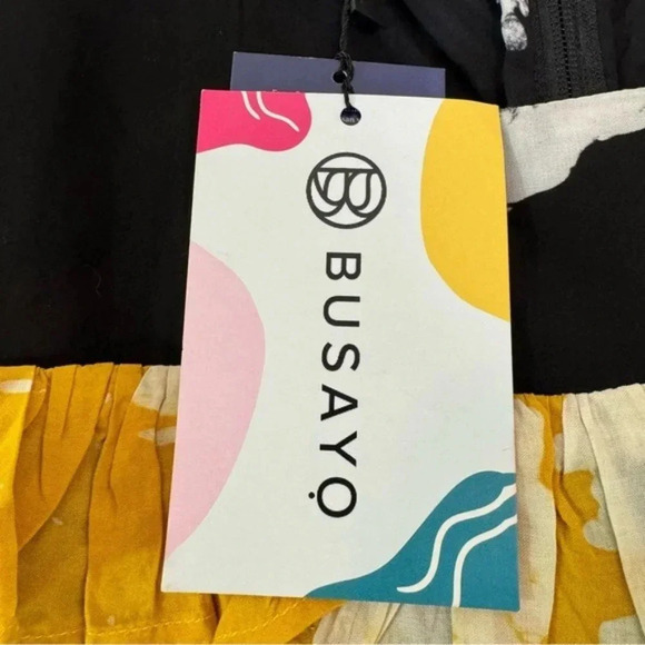 BUSAYO Ropo Splatter Print Tiered Ruffle Maxi Dress Black Size M NWT - Picture 12 of 15